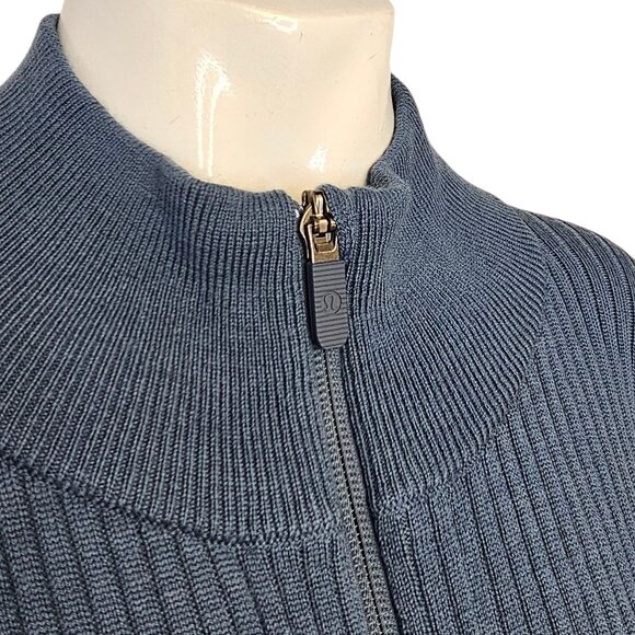 Lululemon On The Go Poncho, Merino Wool, Blue, Navy, Zip, Wrap, Scarf, Sweater - Picture 3 of 7